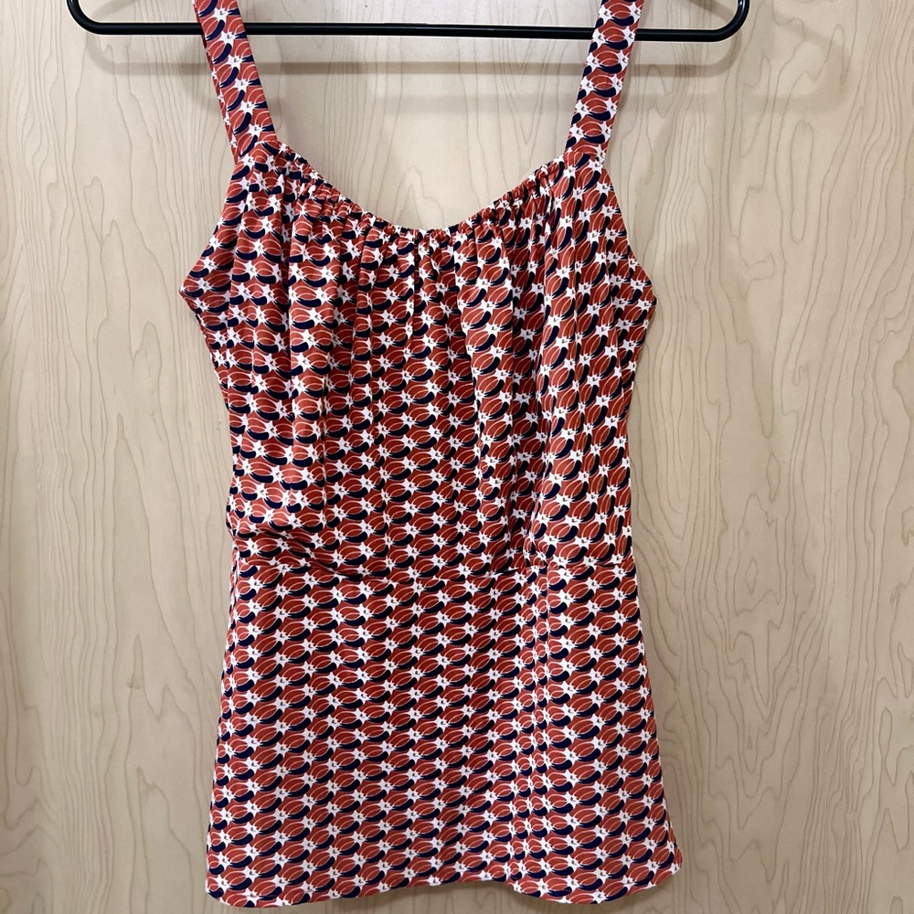 CAbi Red and White Patterned Tank Top